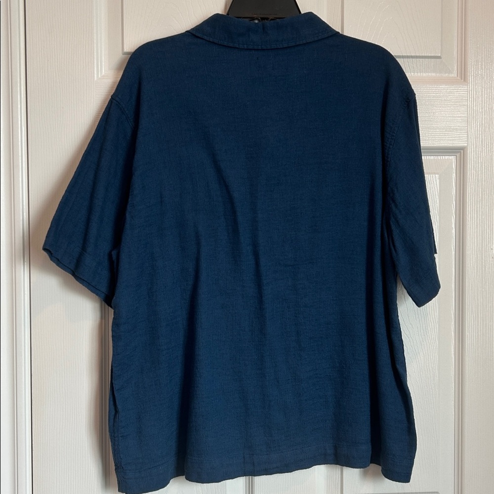 BDG By Urban Outfitters Blue Cotton Button Down Short Sleeve Shirt - Picture 4 of 6